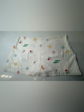 GAP Embroidered Beach Motif Linen Blend Mini Skort, XL